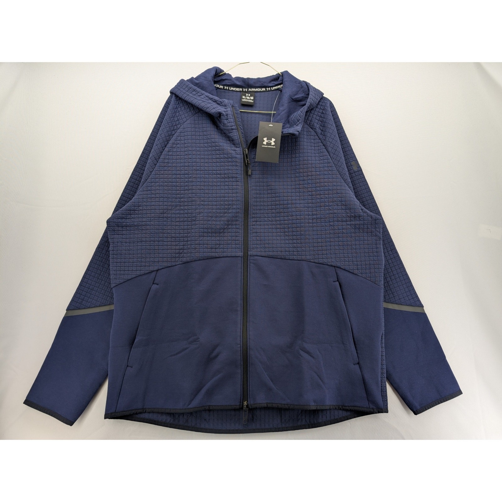 NWT Under Armour UA Unstoppable Fleece Grid Full-Zip Hoodie in Midnight Navy XL