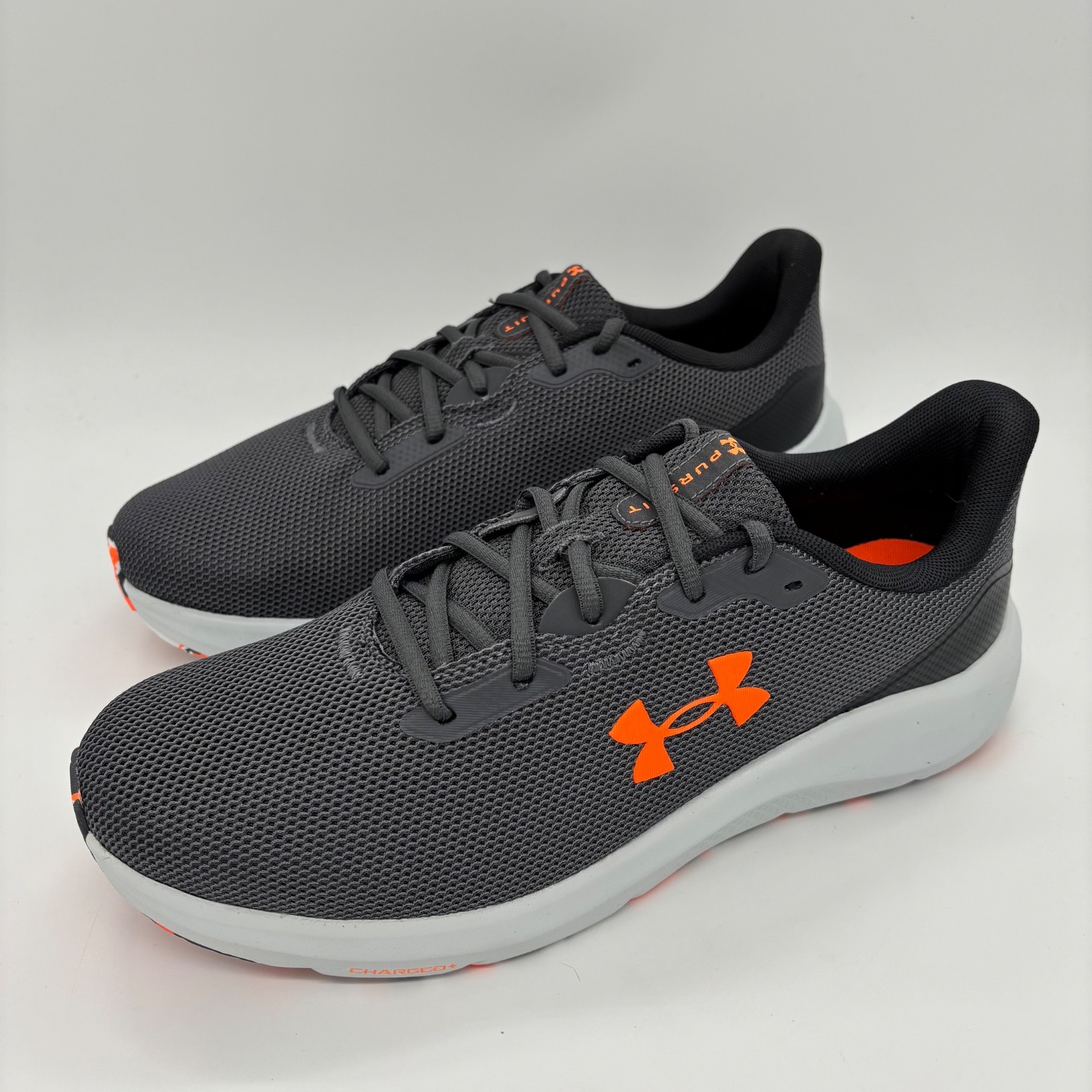 Under Armour UA Charged Pursuit 4 Shoes Lace Up 3028254-025 Gray Orange 11 Mens