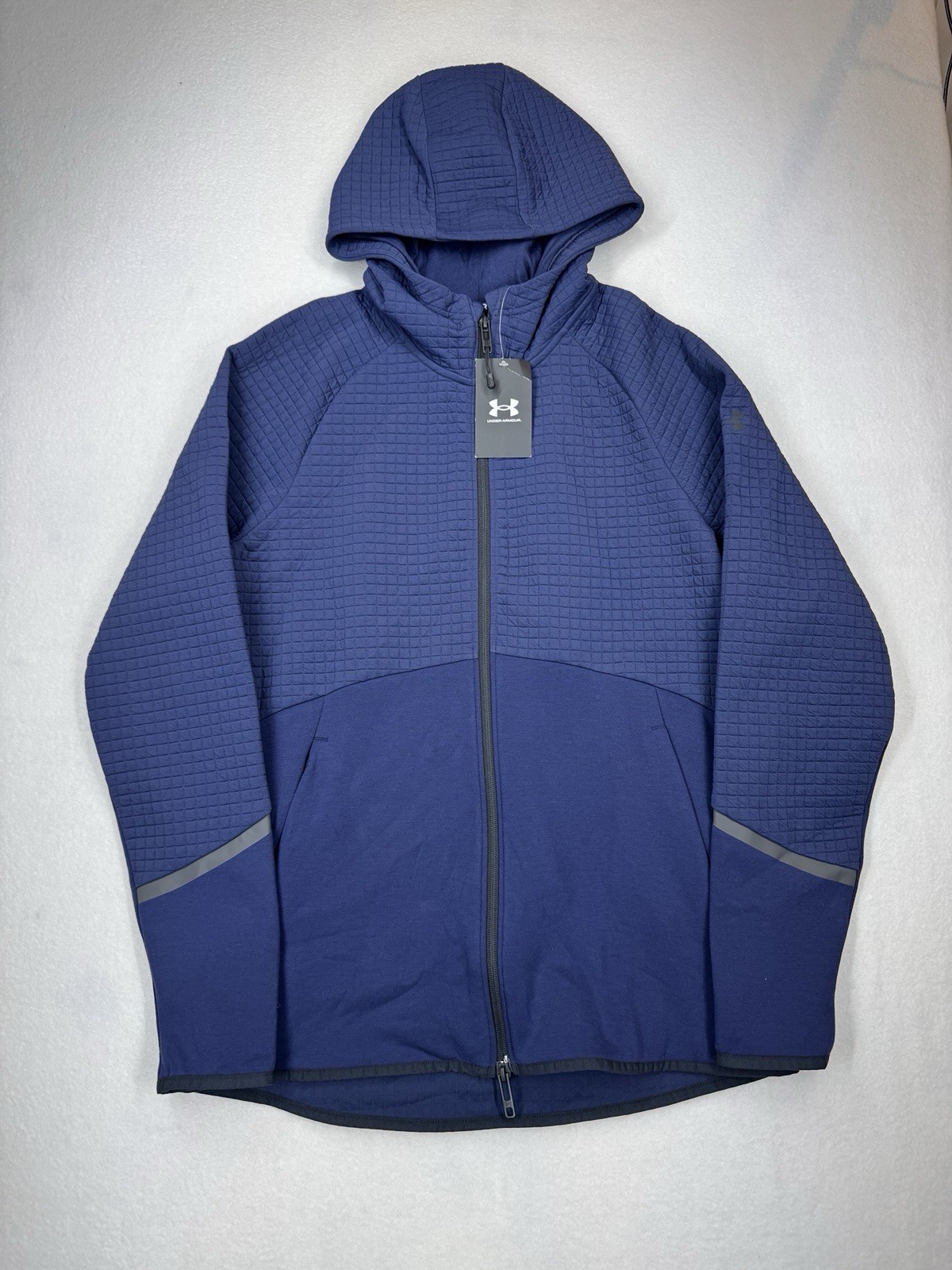 Under Armour Unstoppable Fleece Grid Full Zip Hoodie Jacket Mens Blue Small NWT