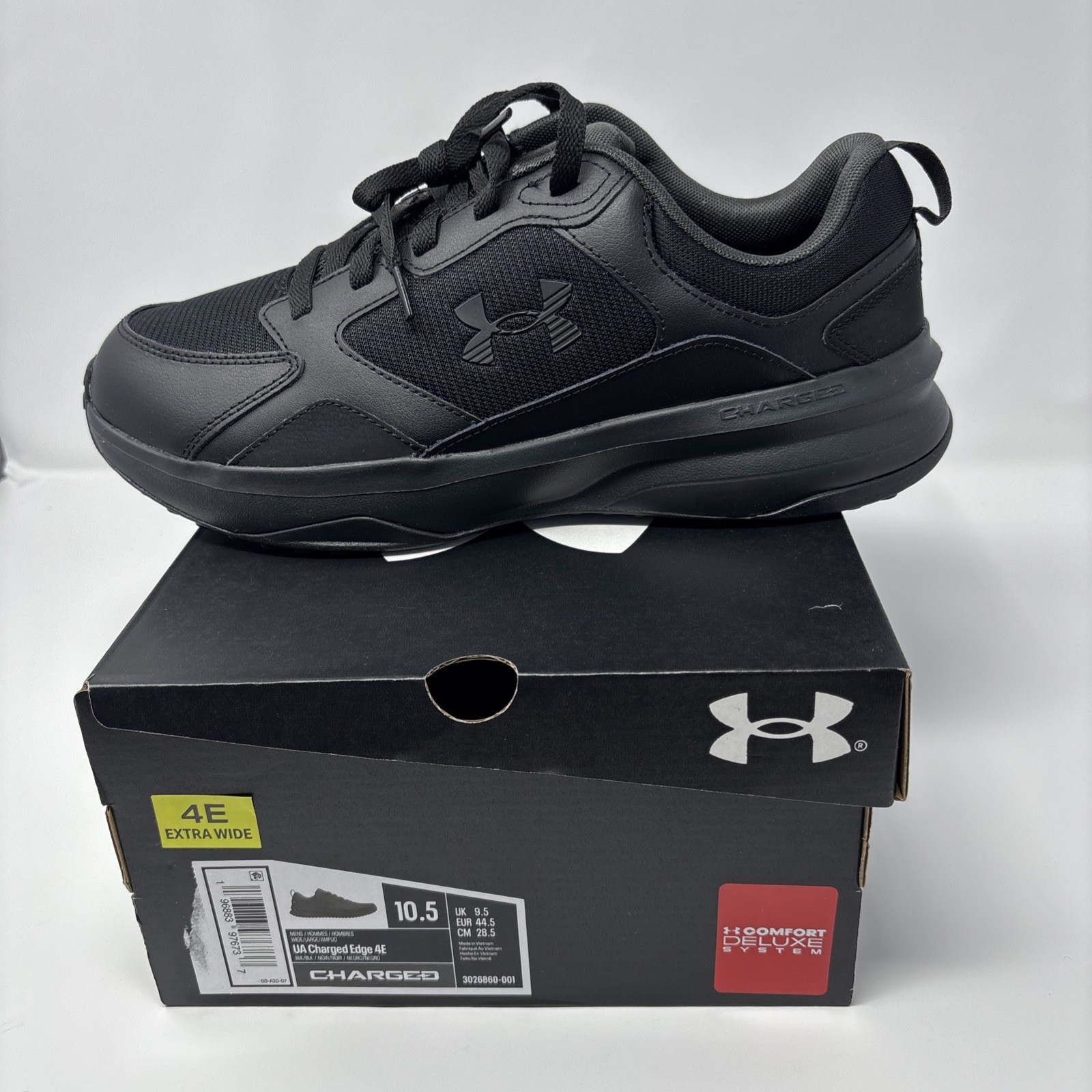 Under Armour Black Size 10.5 Men’s Charged Edge Training Shoe 3026860-001.