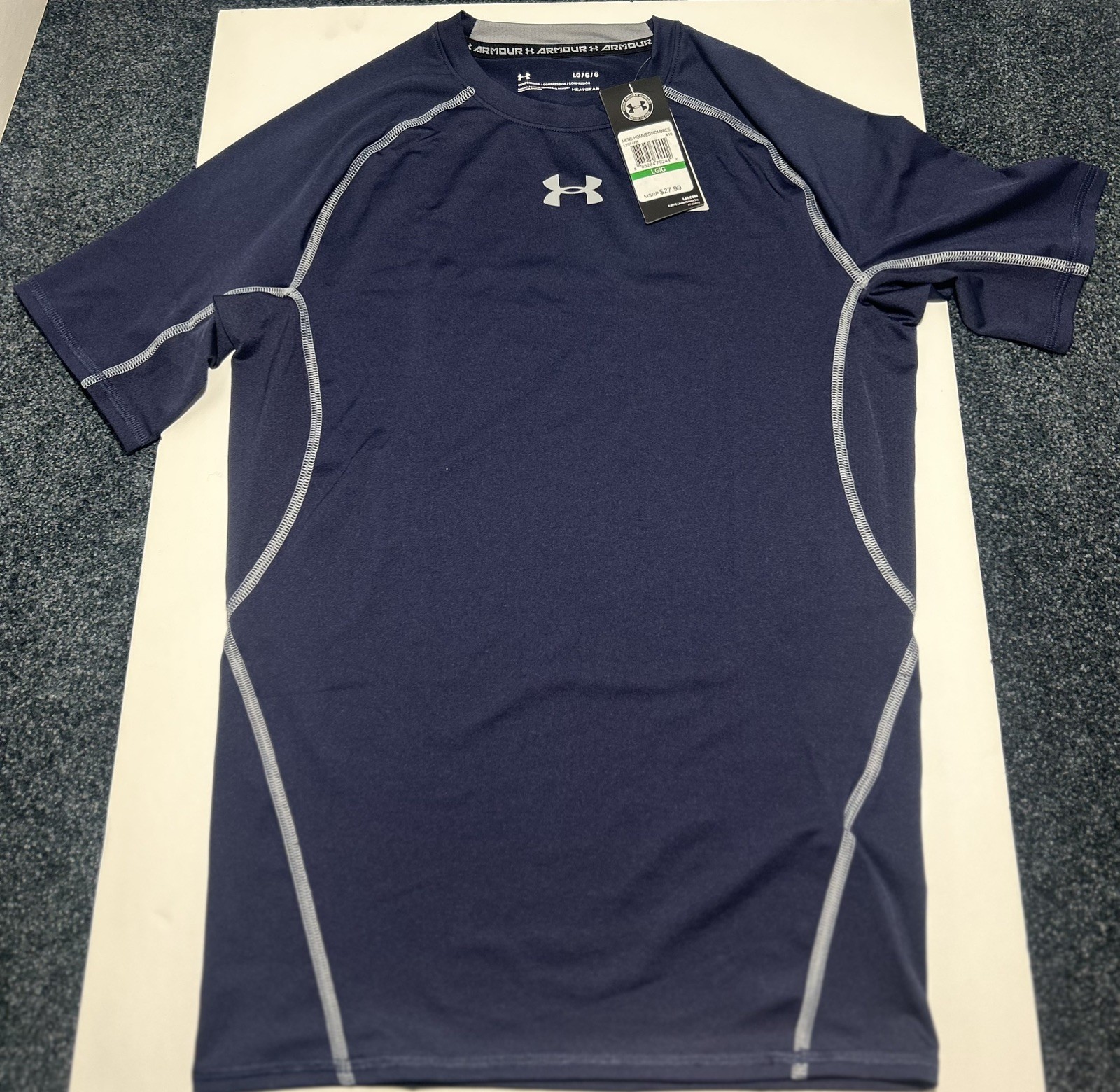 Under Armour UA HeatGear Compression T-Shirt Short Sleeve Navy Blue Men’s Large