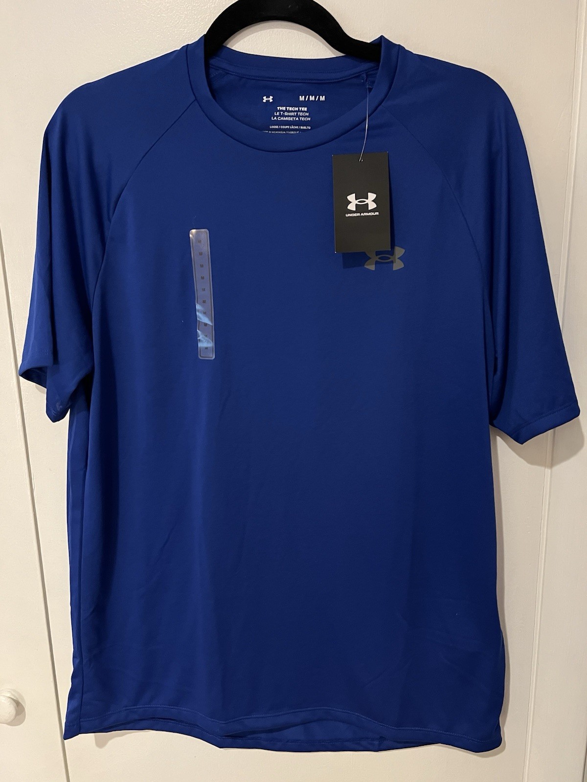 NWT Under Armour Mens Medium Basic T-Shirt The Tech Tee Blue Short Sleeve Logo