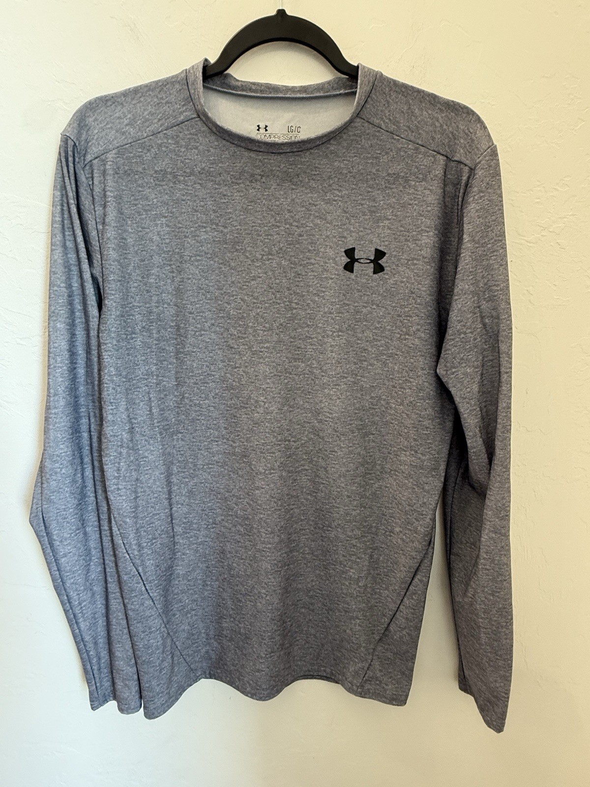 Men’s Under Armour Heat Gear Compression Shirt Long Sleeve Gray Large