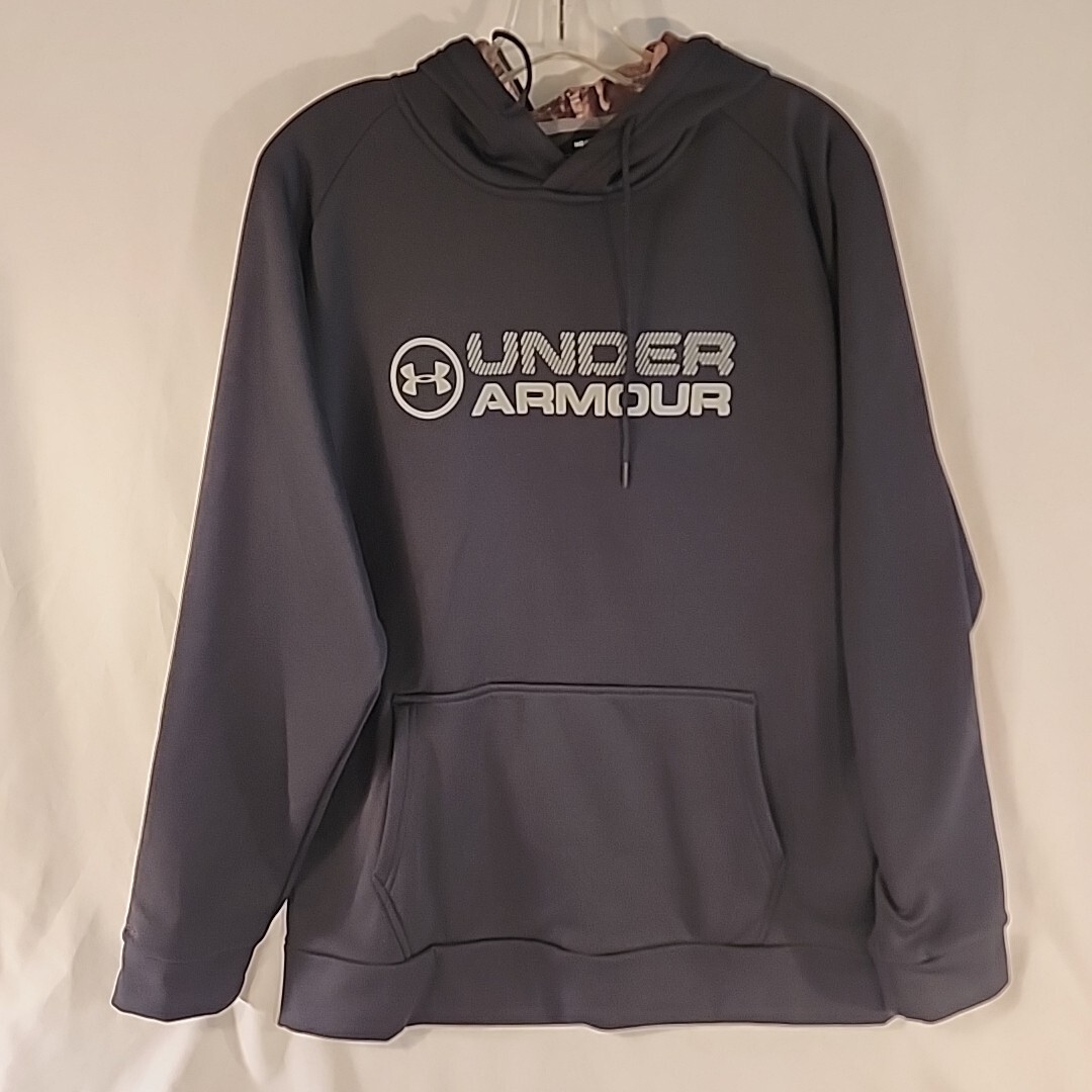 Under Armour Mens Coldgear Hoodie Sweatshirt Loose Pockets BLACK Sz M EUC