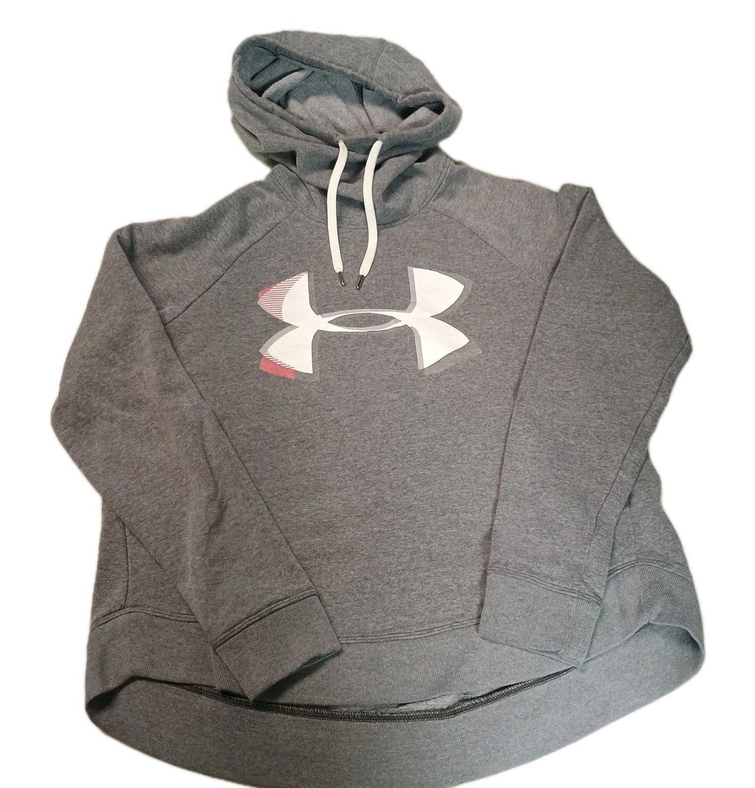 Under Armour Grey Loose Fit Hoodie Logo Athleisure Size LG