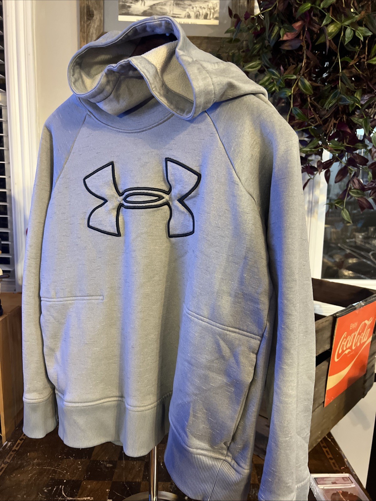 Under Armour Hoodie Unisex Medium GrayBlack Logo Outdoors Sweatshirt DKL Quality