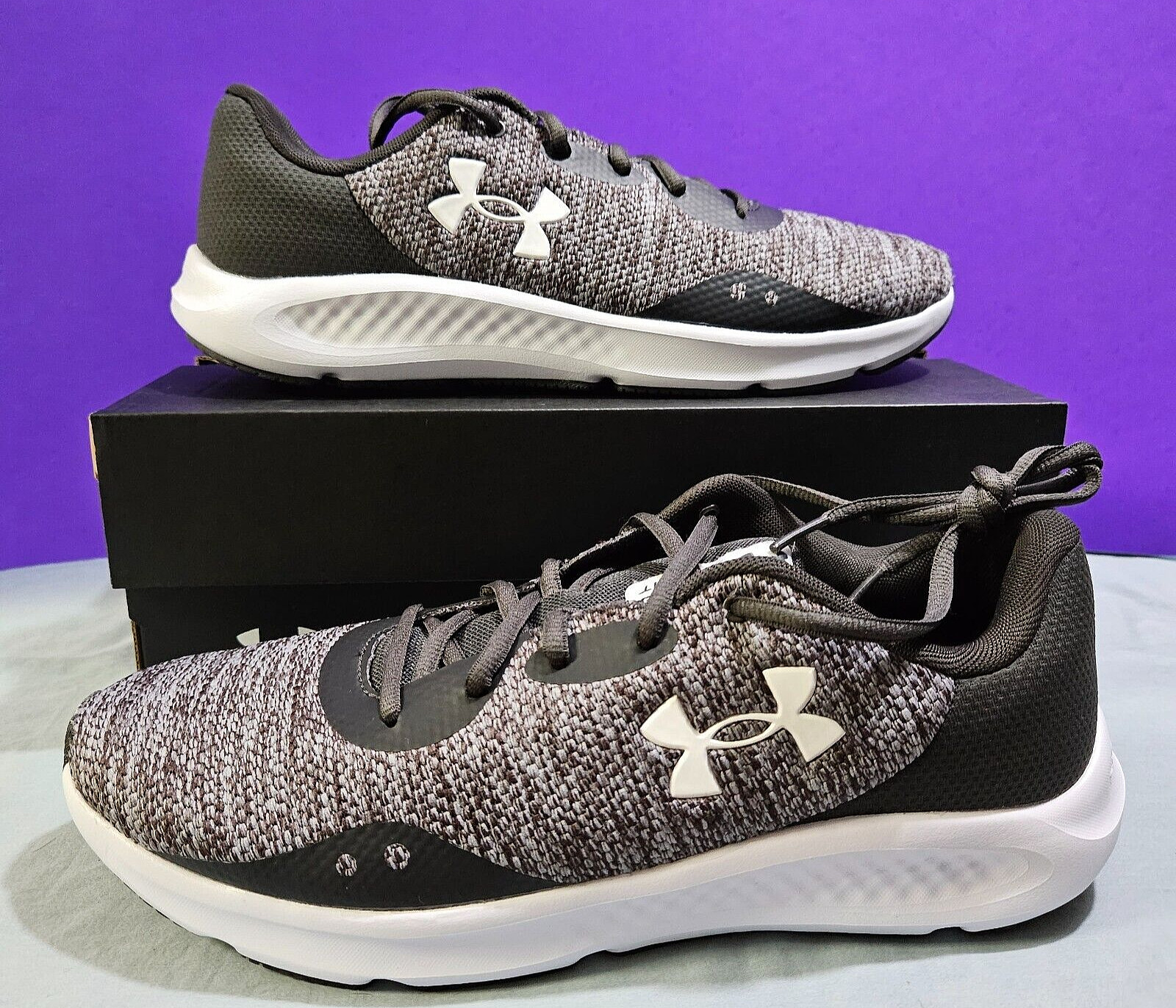 NEW Men’s Under Armour Sz 10 UA Charged Pursuit 3 Twist Running Shoes Black Gray