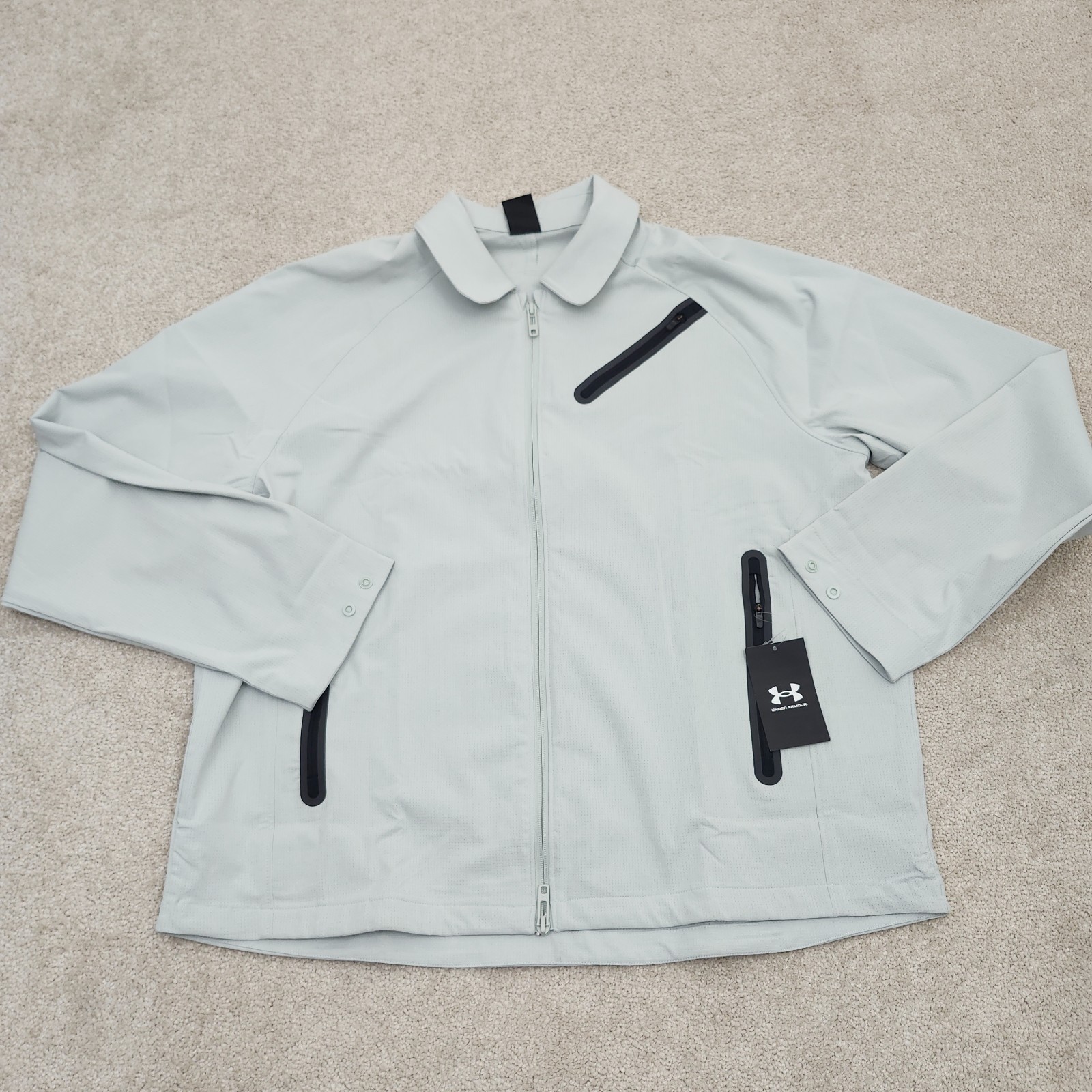 Under Armour Men Large UA Unstoppable Vented Jacket Gray Hydro Green 1383029 377