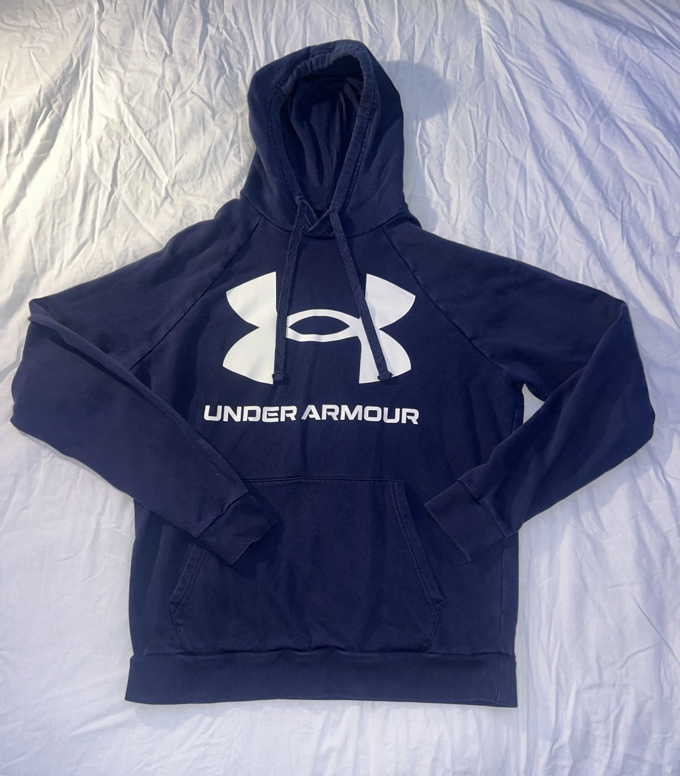 Under Armour Men’s Navy Pullover Fleece Big Logo Hoodie (Size M)