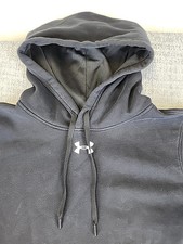 Under Armour Coldgear Hoodie Size Small Black Loose Fit Pullover Center Logo