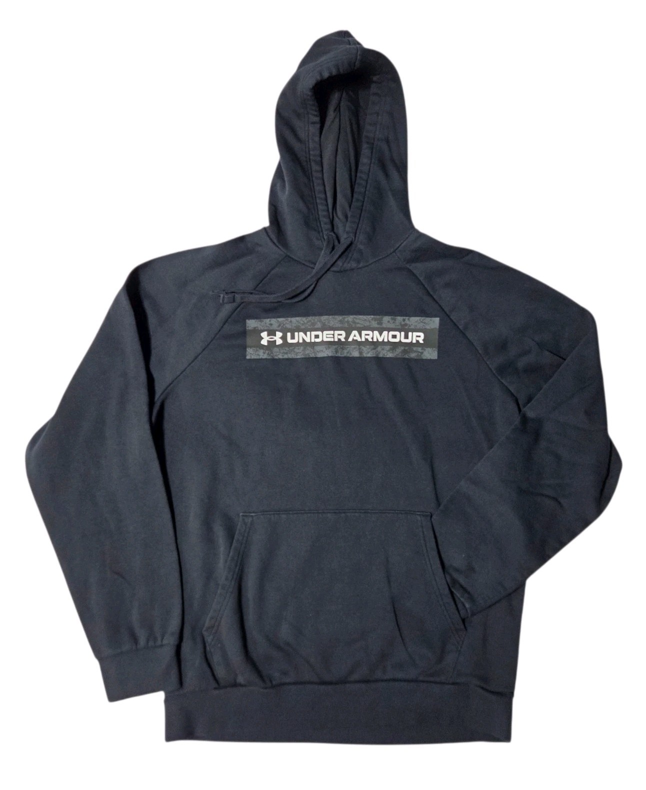 Under Armour Pullover Hoodie Black Medium Drawstring Logo Kangaroo Pocket