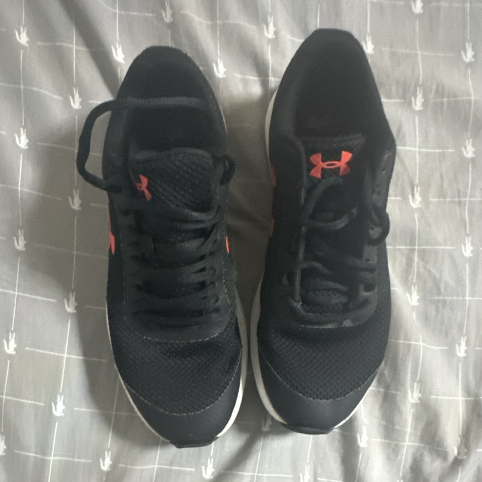Under Armour UA Charged Rogue Black Orange Mesh Running Shoes 3022594-001