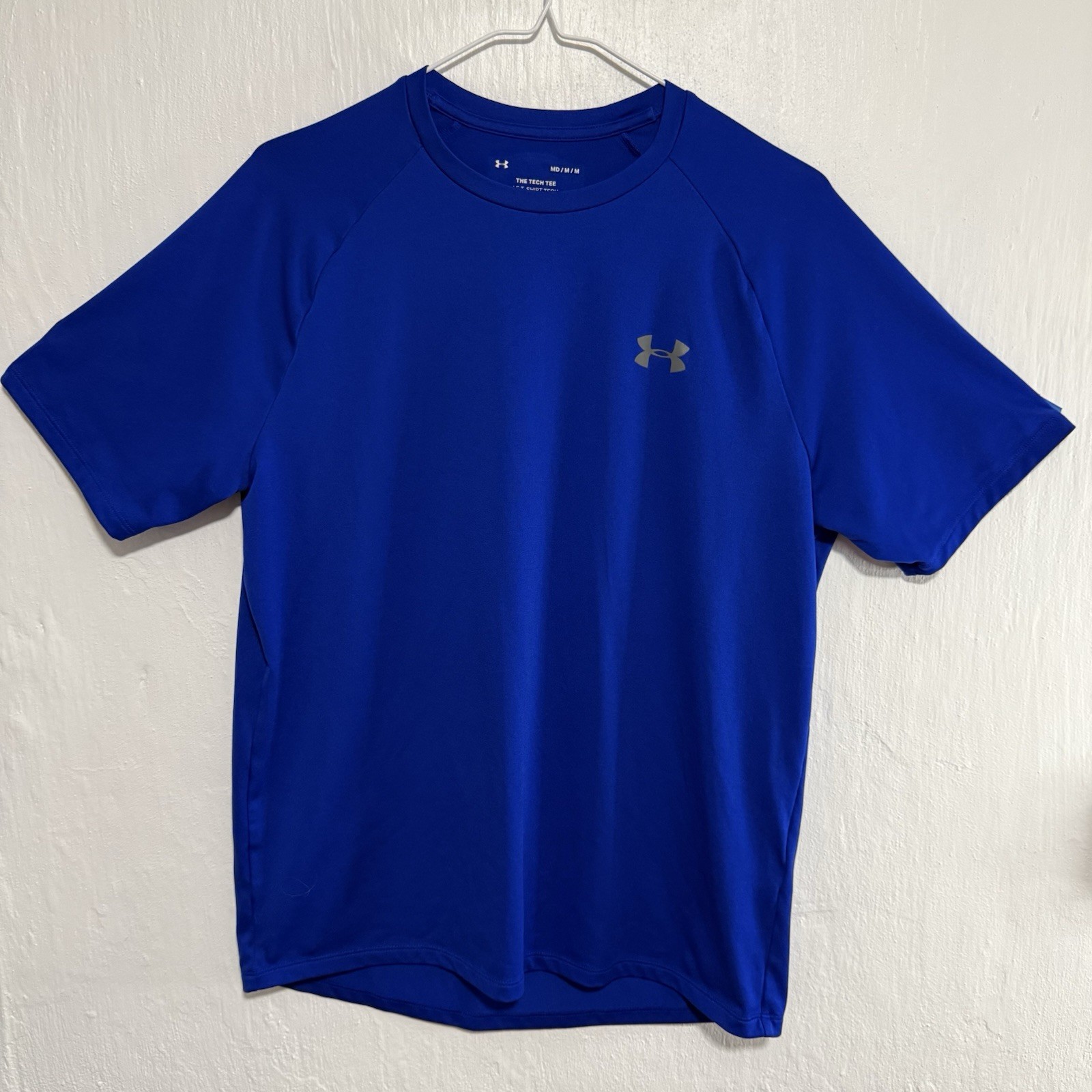 Under Armour The Tech Tee T-Shirt Mens M Blue Athletic Logo Short Sleeve