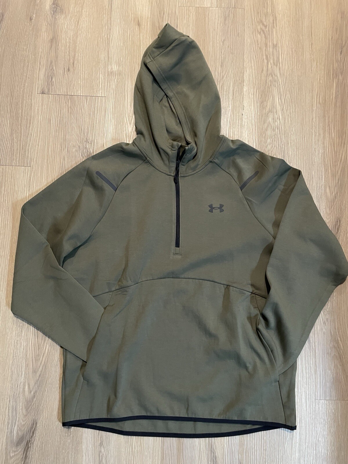 Under Armour Mens Unstoppable Hoodie Sweatshirt Medium Green Fleece 1/4 Zip