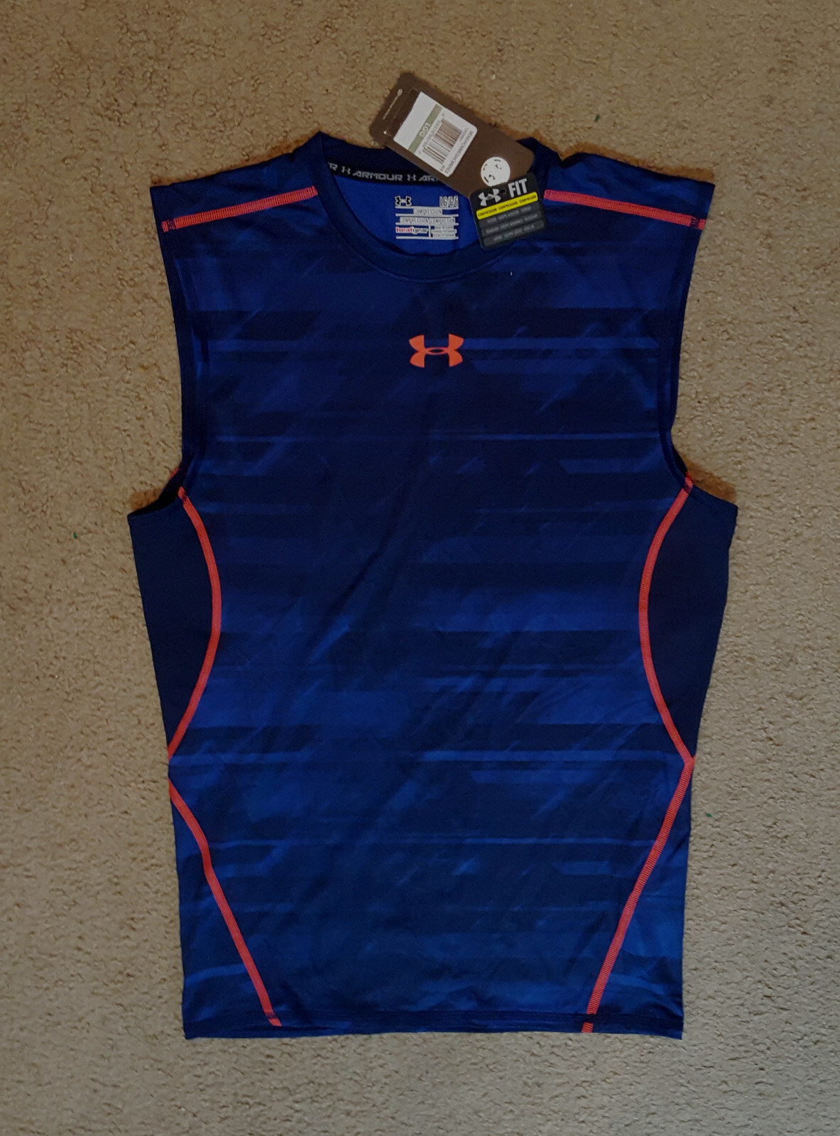 Under Armour HeatGear pattern compression sleeveless shirt top NEW tags Large