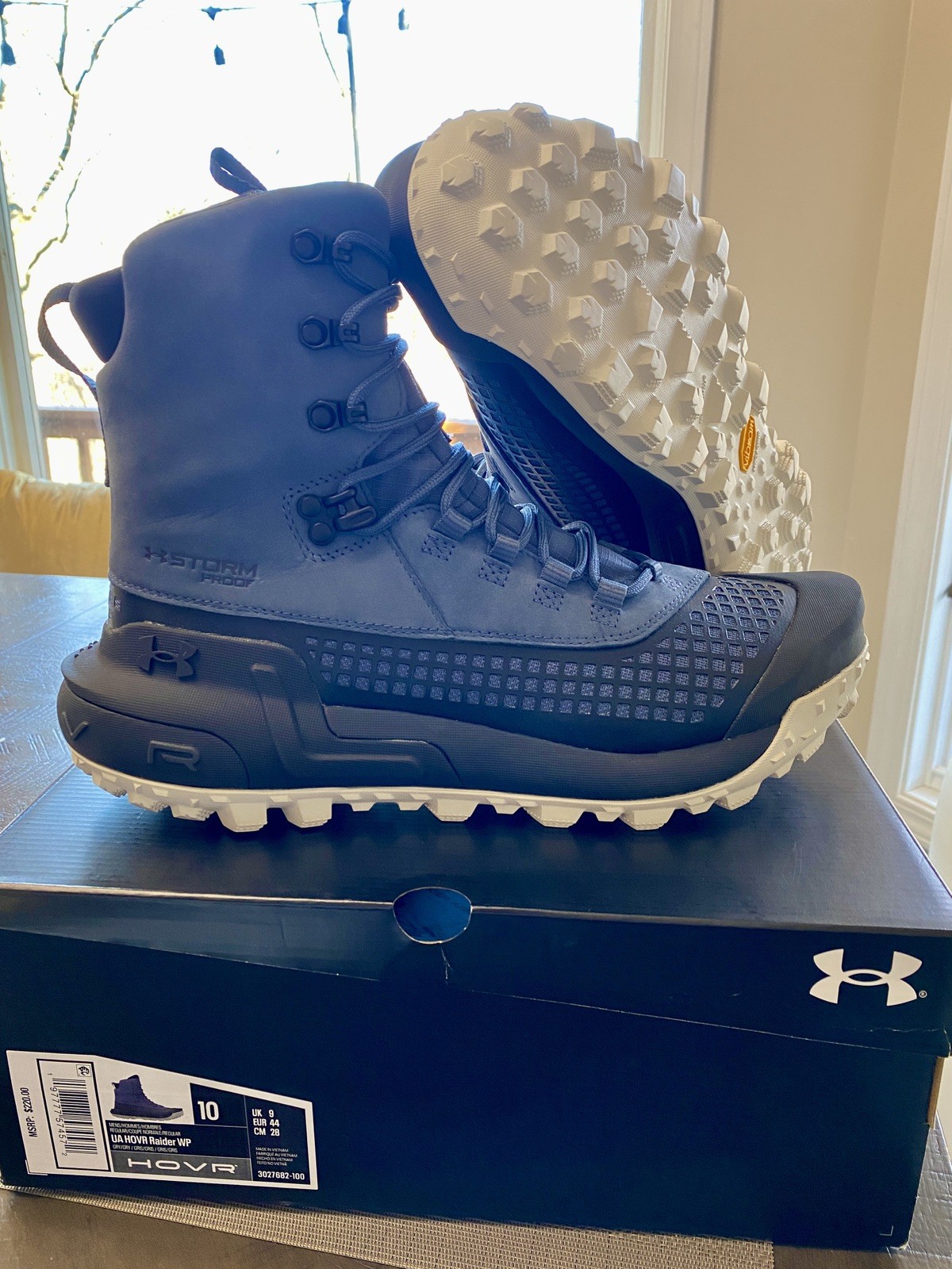NEW UNDER ARMOUR HOVR RAIDER WATERPROOF BOOT DOWNPOUR BLUE/GREY  Sz 10