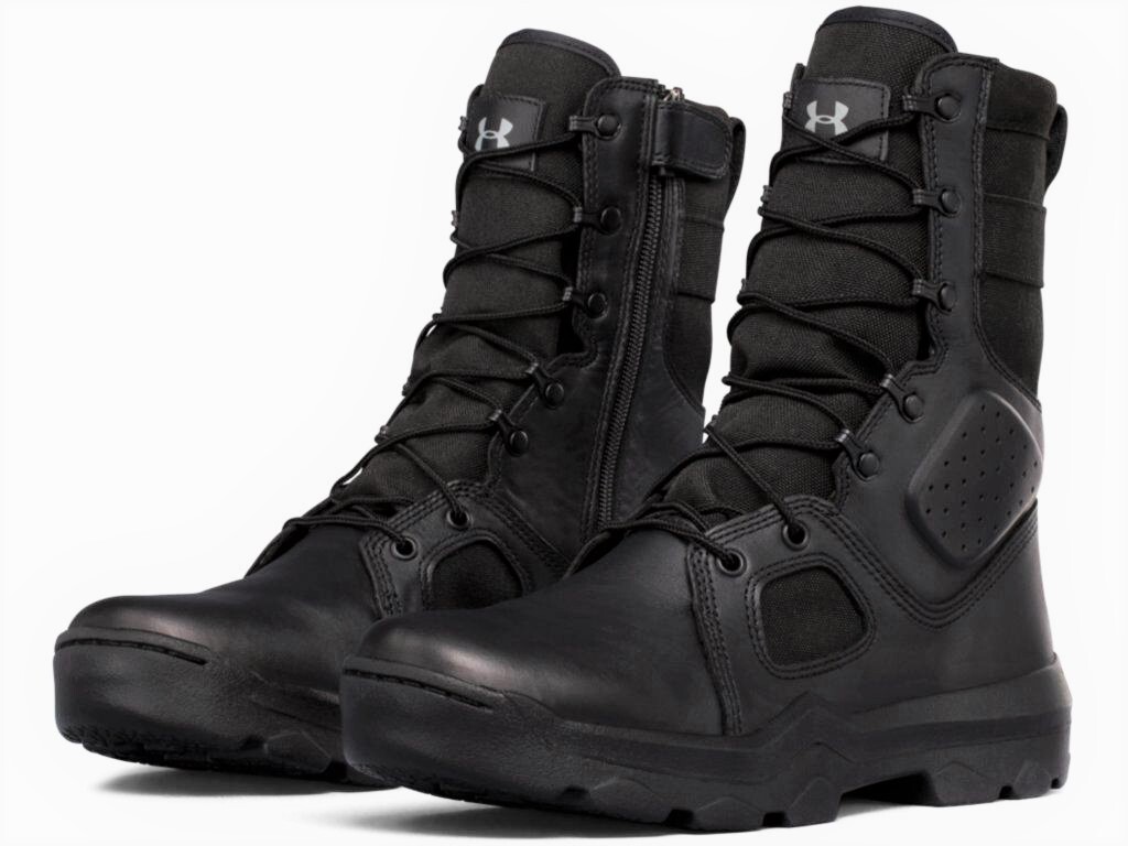 UNDER ARMOUR UA FNP TACTICAL Black Brown Leather Military Cops Army Boots Mens