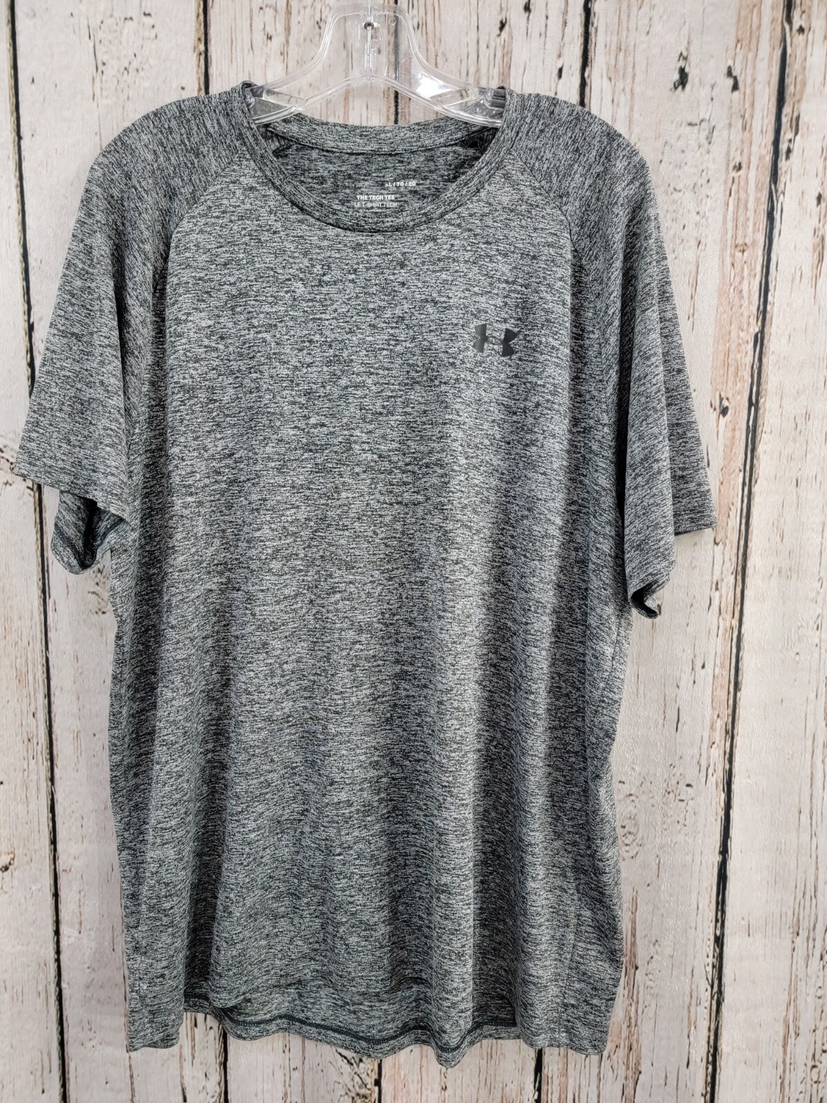 Under Armour XL Tech Tee T-Shirt Black Spacedye SS Performance Gym Top EUC