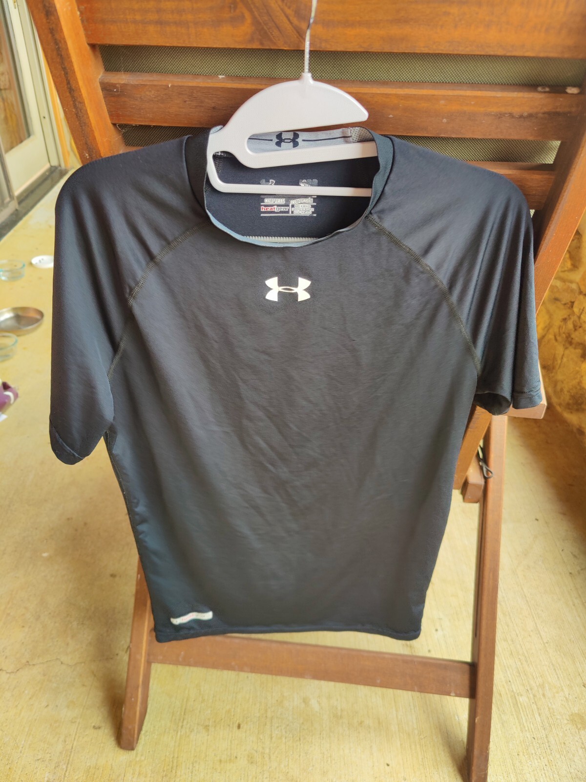 Under Armour Compression T Shirt Mens Large Black Stretch Heatgear Lightweight