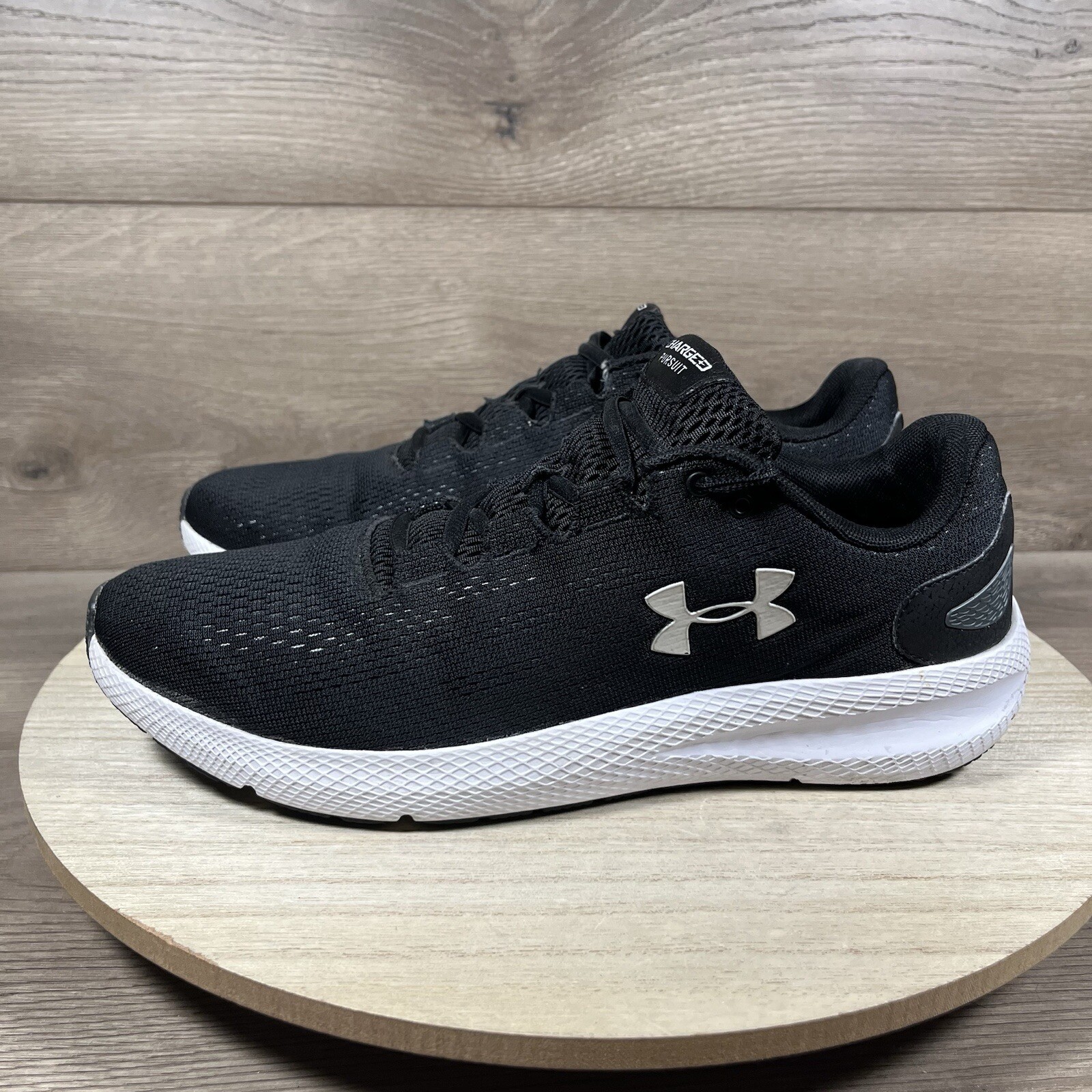 Under Armour Charged Pursuit 2 Black White Shoes 3022594-001 Mens Size 10
