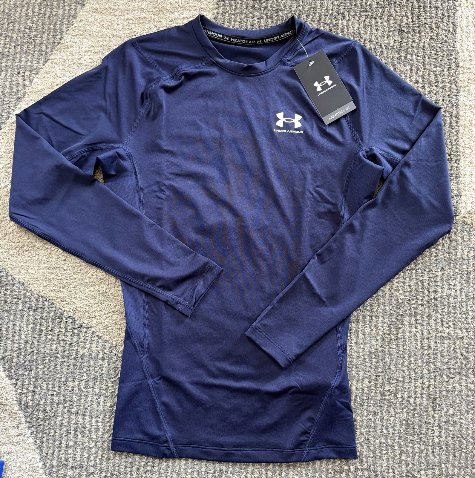 Men’s Under Armour Heat Gear Compression Long Sleeve Shirt Blue Sz Medium NWT