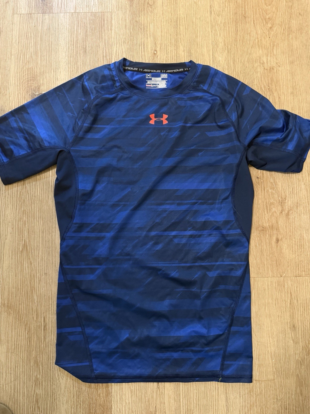 Under Armour HeatGrear Blue Compression Short Sleeve Shirt Size L