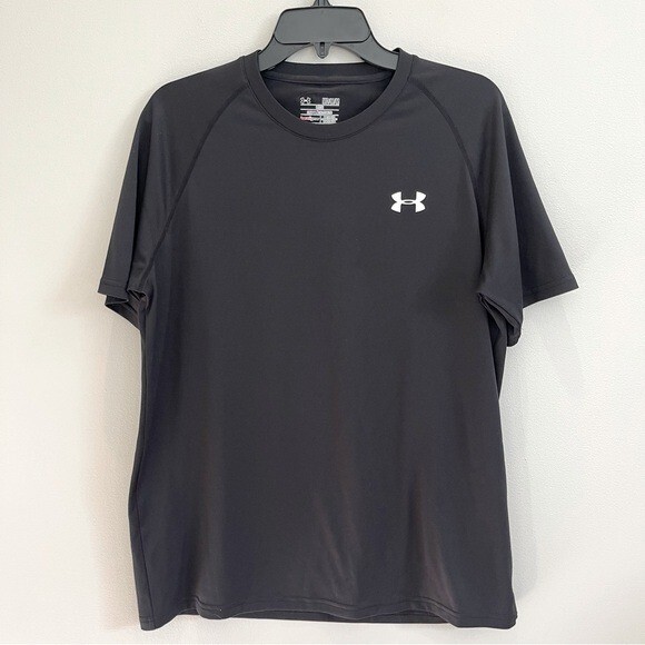 Under Armour Tech T-Shirt Mens Medium Black Short Sleeve Heatgear Tee