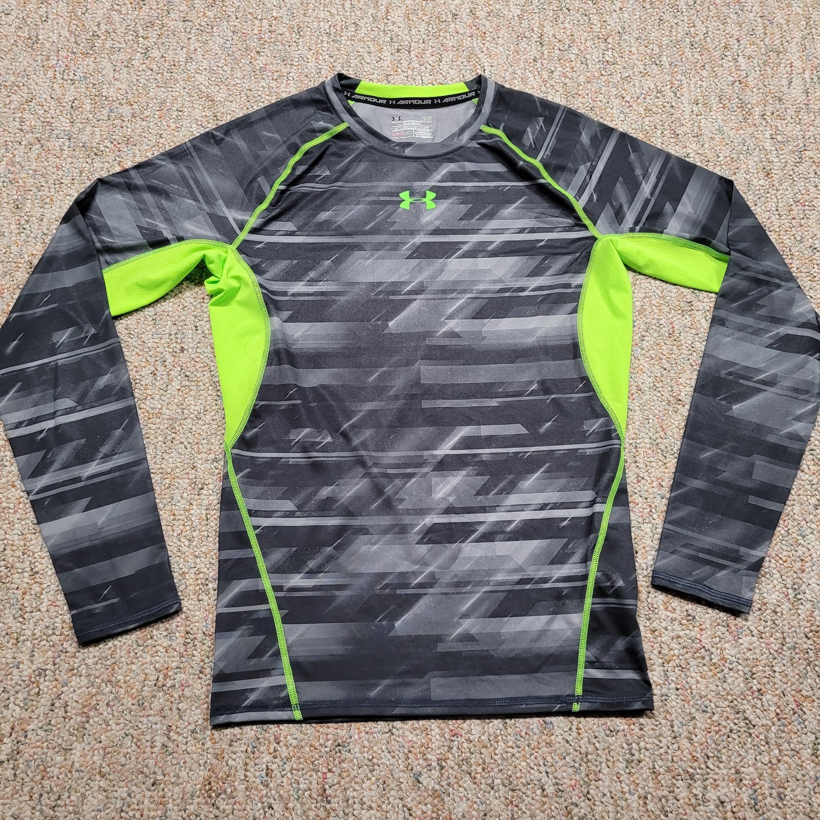 Under Armour  Shirt Mens Large Grey Compression Heatgear Performance Stretch