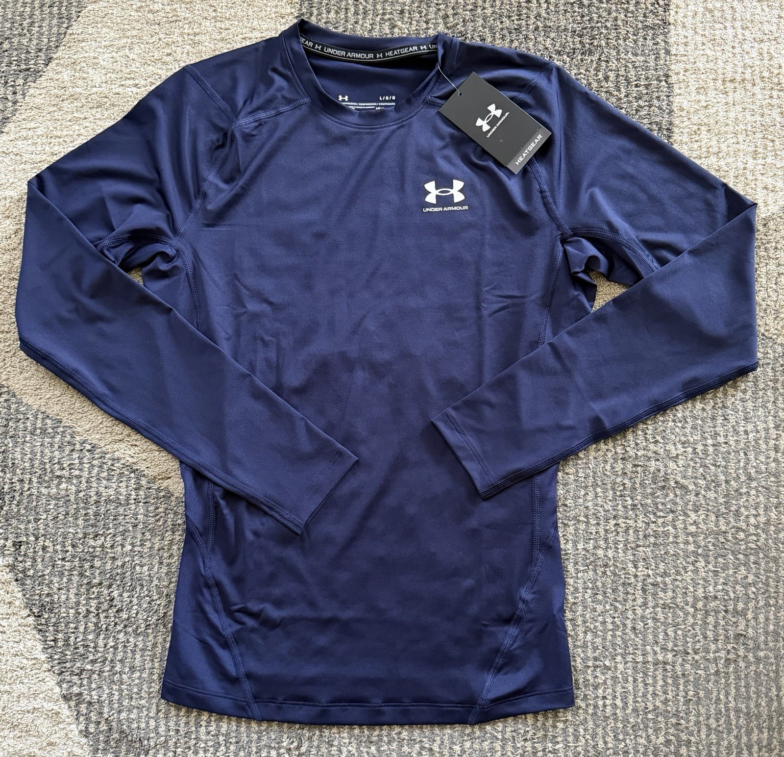 Men’s Under Armour Heat Gear Compression Long Sleeve Shirt Blue Sz Large NWT