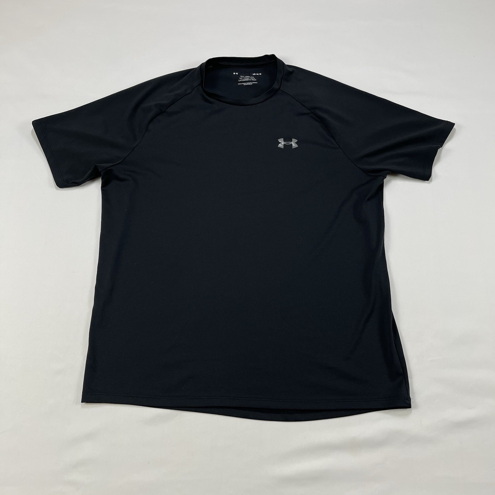 Men Under Armour Heat Gear The Tech Tee Black Short Sleeve Training Shirt Sz. L