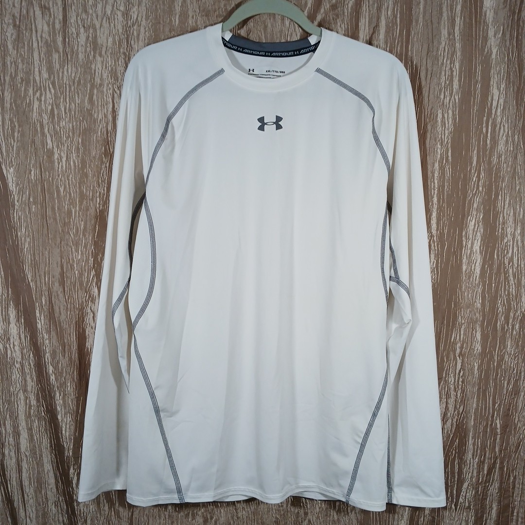 Under Armour Compression Shirt HeatGear Men’s Large White Logo Base Layer LS