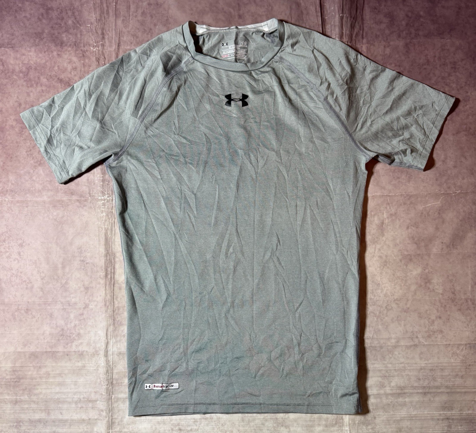 Under Armour Heat Gear Compression Base Layer Shirt Men’s Large Gray Workout Gym