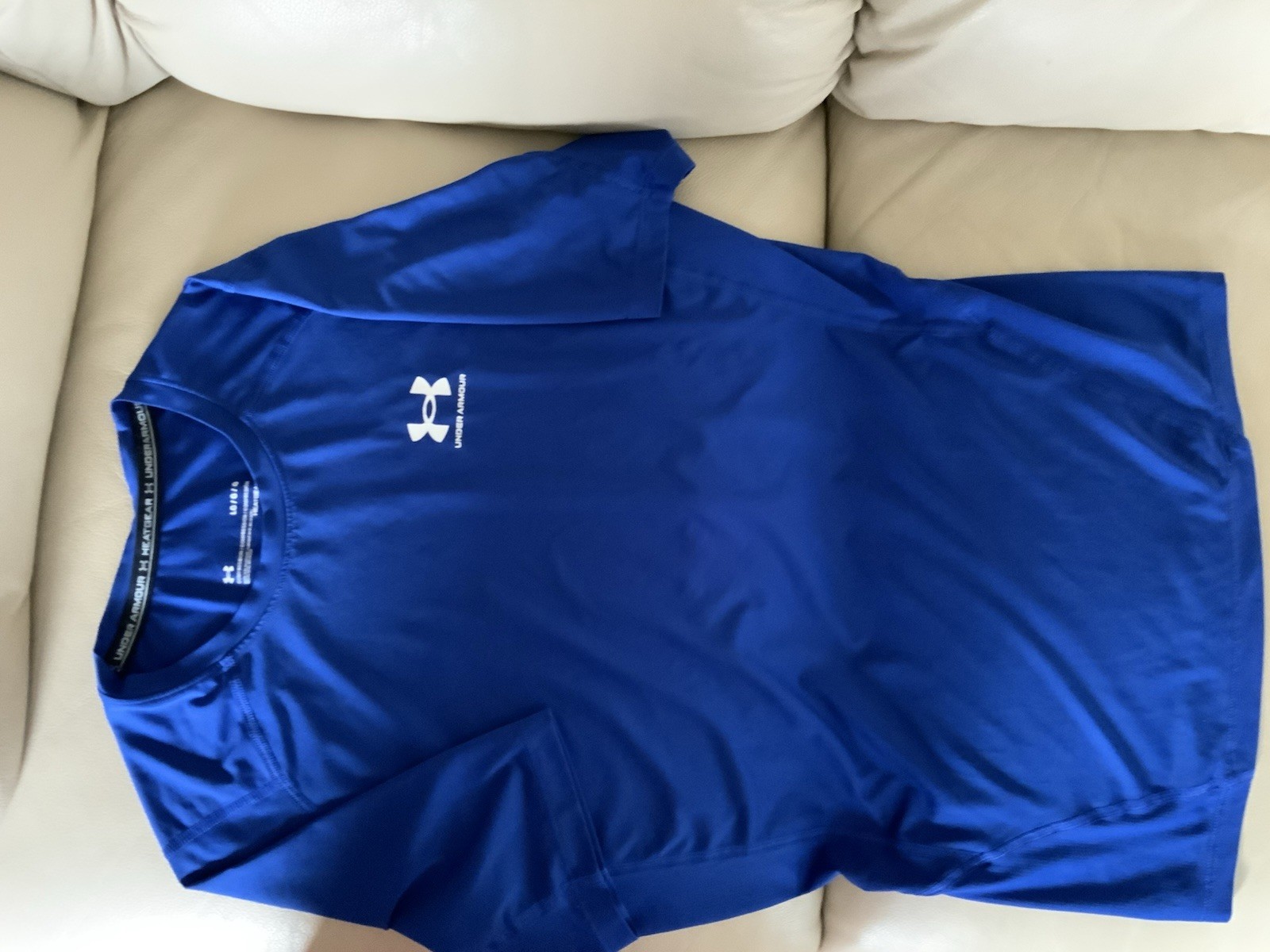 Under Armour Logo Men’s Compression Heat Gear Short Sleeve Blue T Shirt Size L