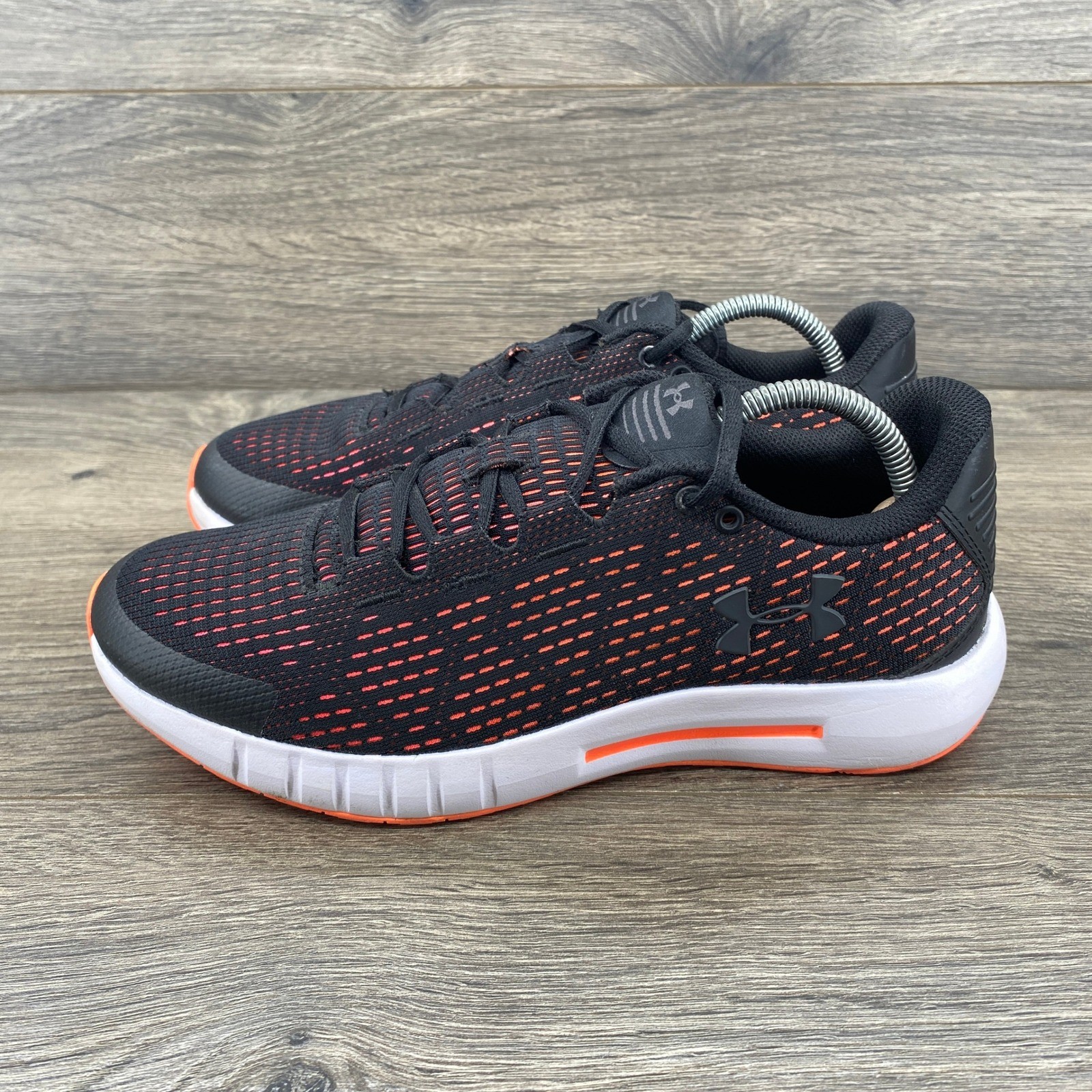 Under Armour Micro G Pursuit Mens Running Shoes Black Orange 3021250-003 Size 7