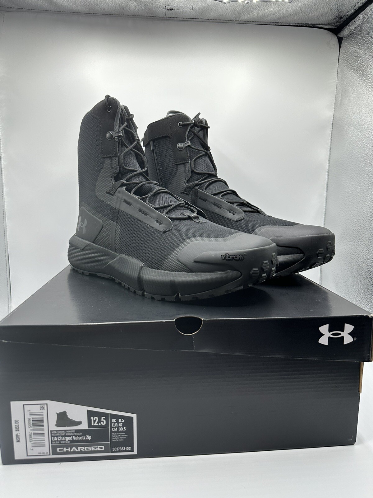 Under Armour Mens UA Charged Valsetz Zip Boots 3027383-001 Black Men’s Sz 12.5
