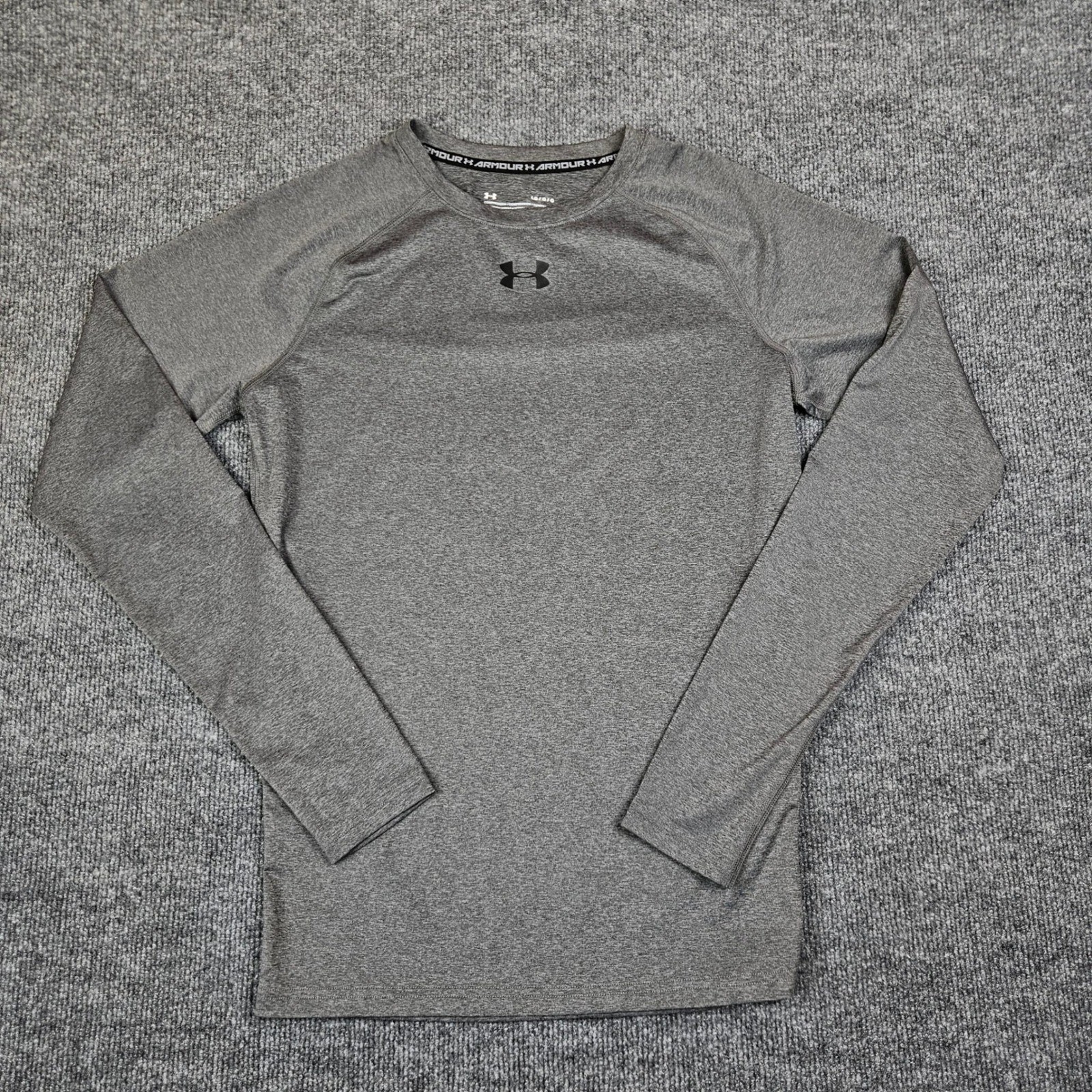 Under Armour UA Compression Shirt Mens L HeatGear Long Sleeve Gray Training