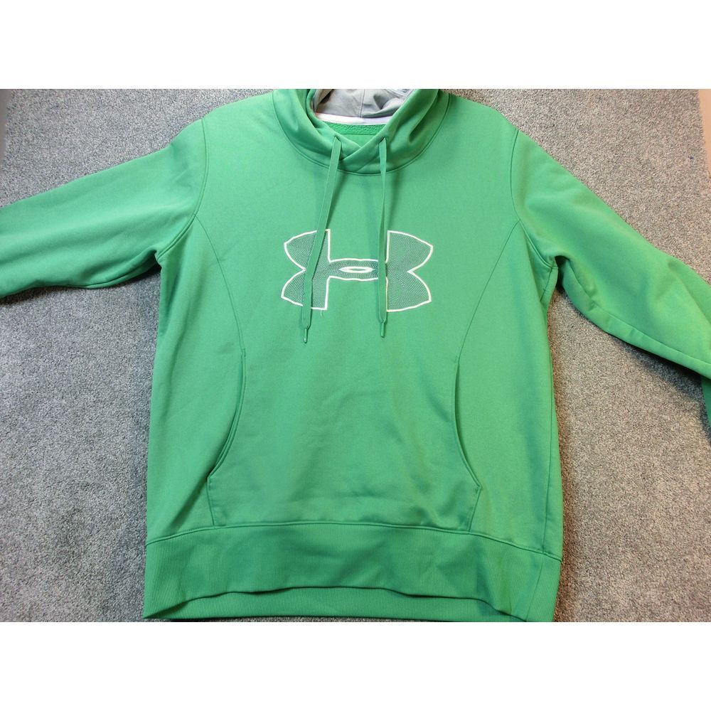 Under Armour Cold Gear Semi-Fitted Green Pullover Hoodie Athletic Sweatshirt LG