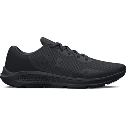 UNDER ARMOUR MEN’S CHARGED PURSUIT 3 RUNNING SHOE – MEN 12 – BLACK/BLACK