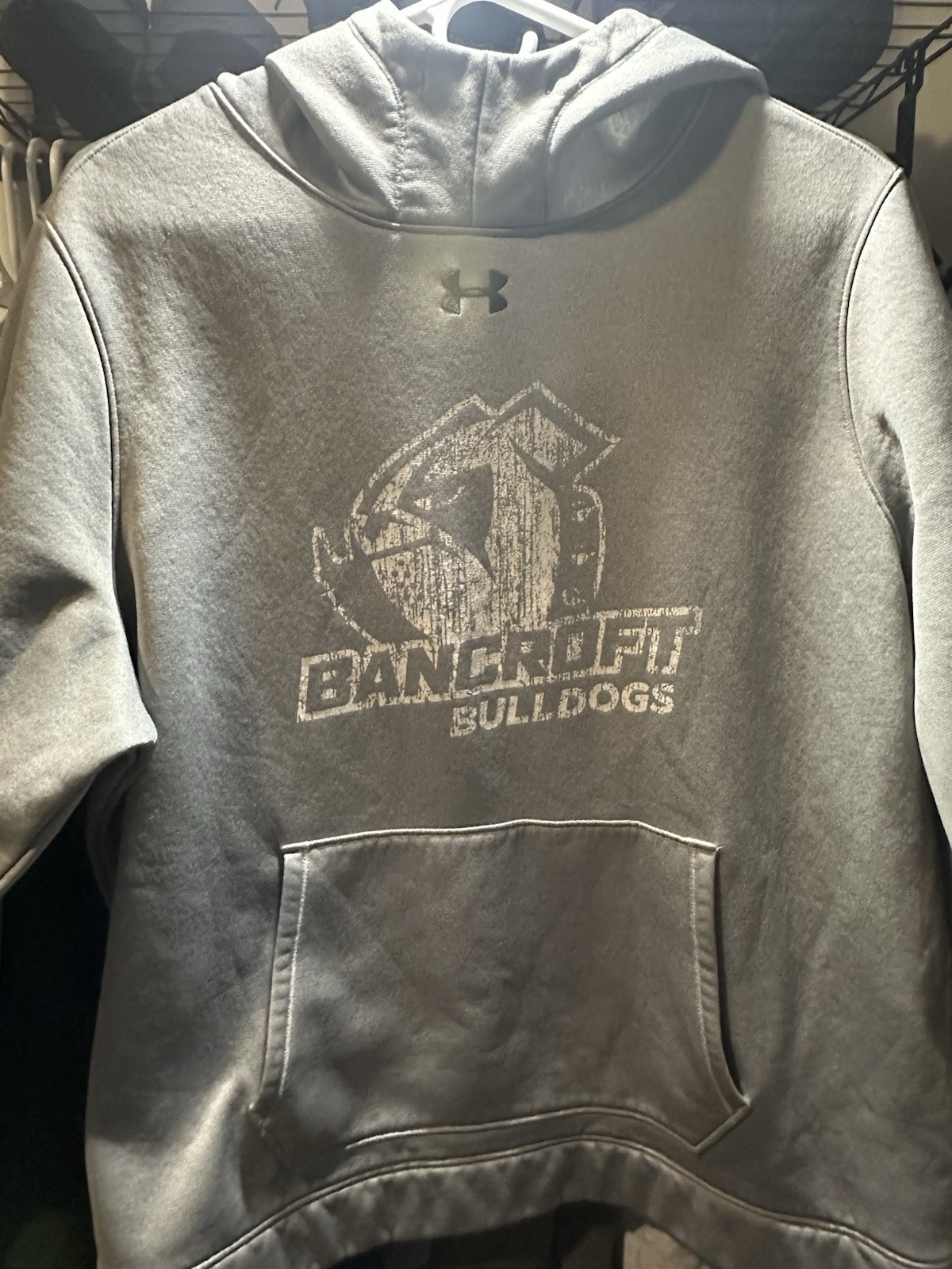 Under Armour Black w Grey Logo with Hood Sweatshirt Hoodie Size Large Orig $60