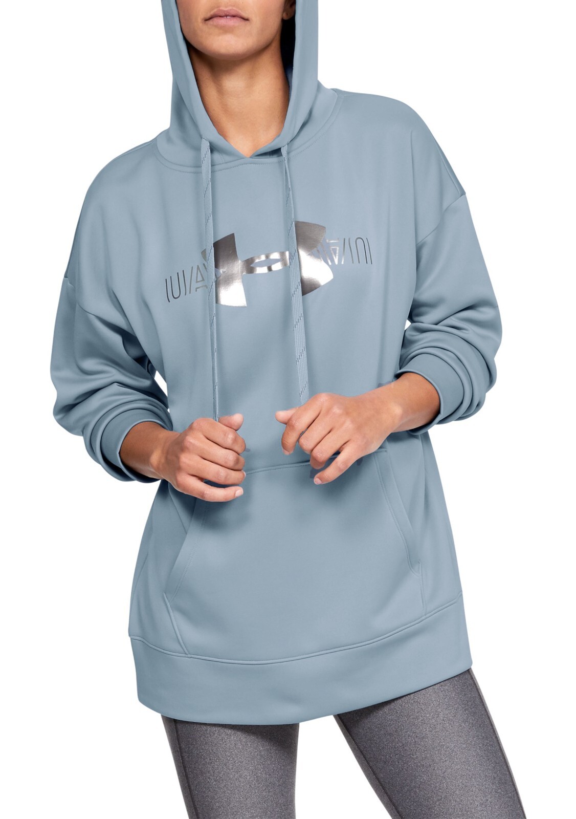New! UNDER ARMOUR ~Size SMALL~ Big Logo Fleece Hoodie Hooded Sweatshirt Steel