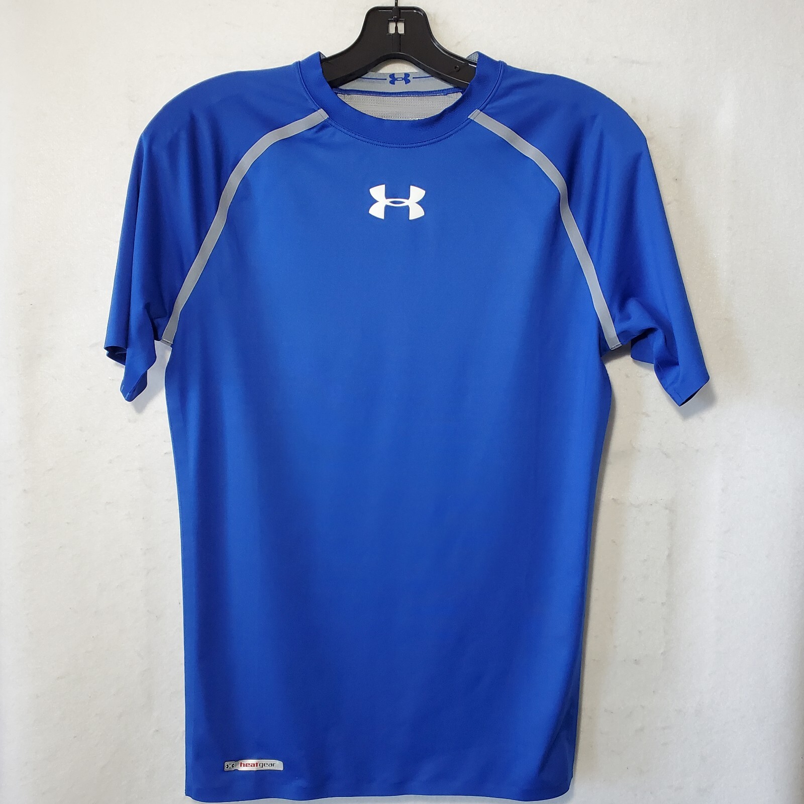 Under Armour Compression Shirt Mens Large Short Sleeve Blue Grey HeatGear