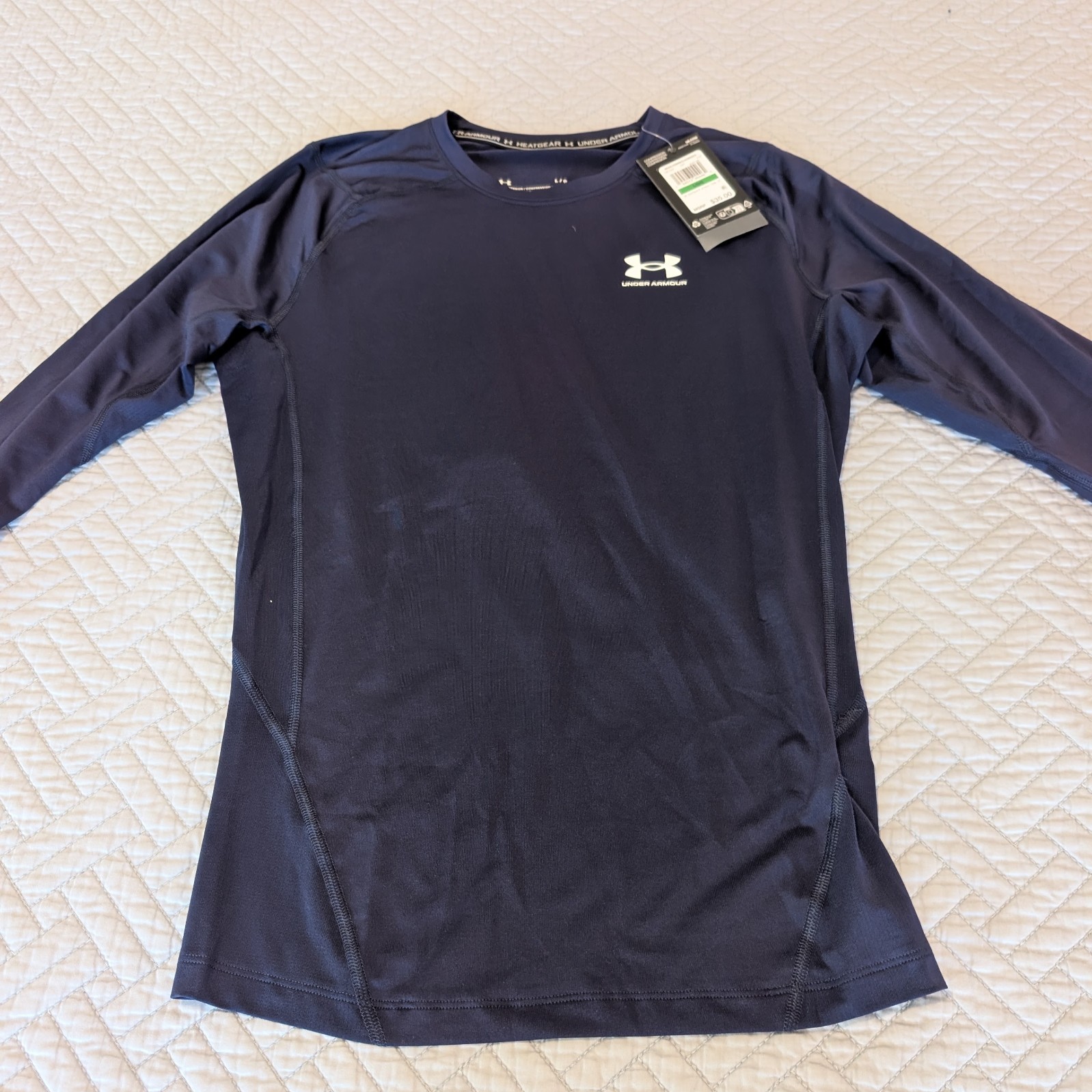NWT Under Armour HeatGear Compression Long Sleeve Navy Shirt Size L (0264)