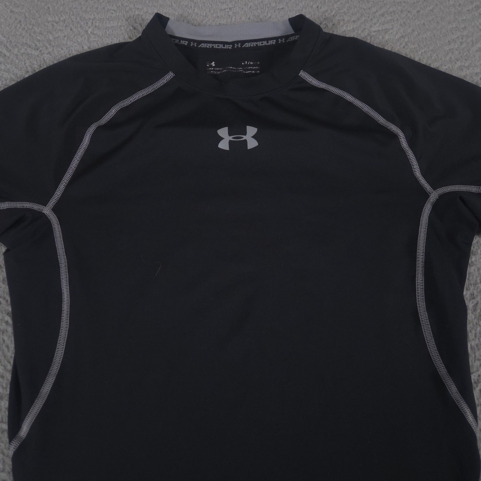 Under Armour Shirt Mens L Black HeatGear Compression Short Sleeve Performance
