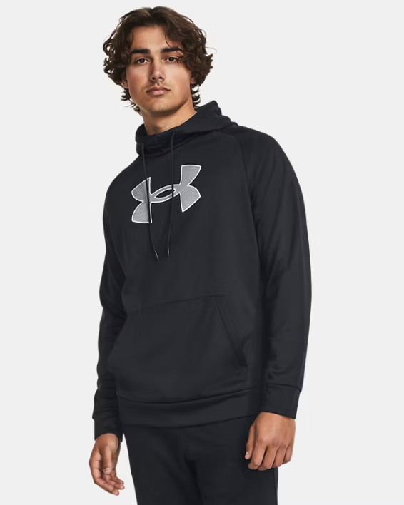 UA Fleece Big Logo Hoodie HD 1373401 XL Loose Black _ New