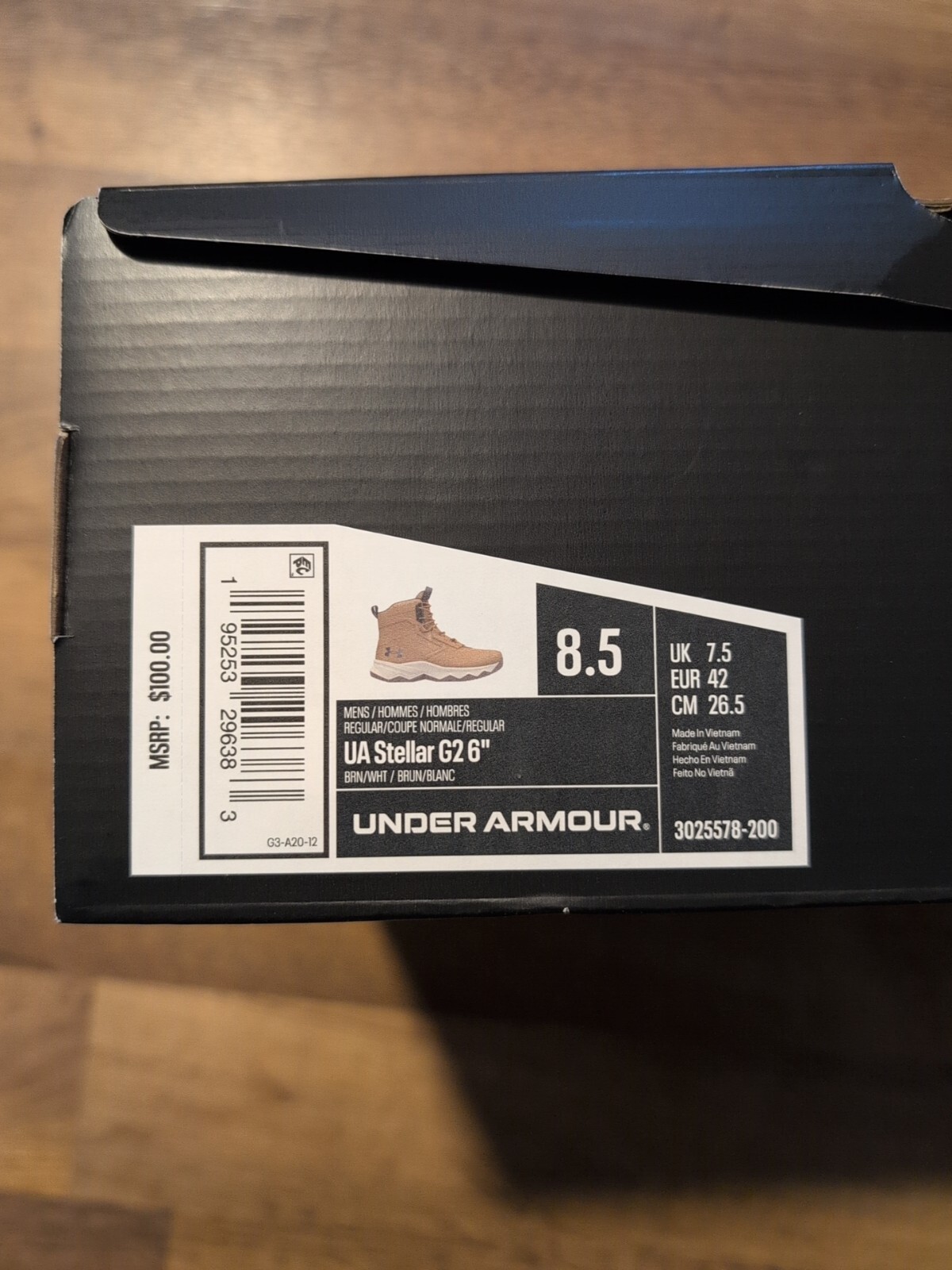 Under Armour Stellar G2 Mens Light Brown Tactical Boots 3025578-200 Size 8.5