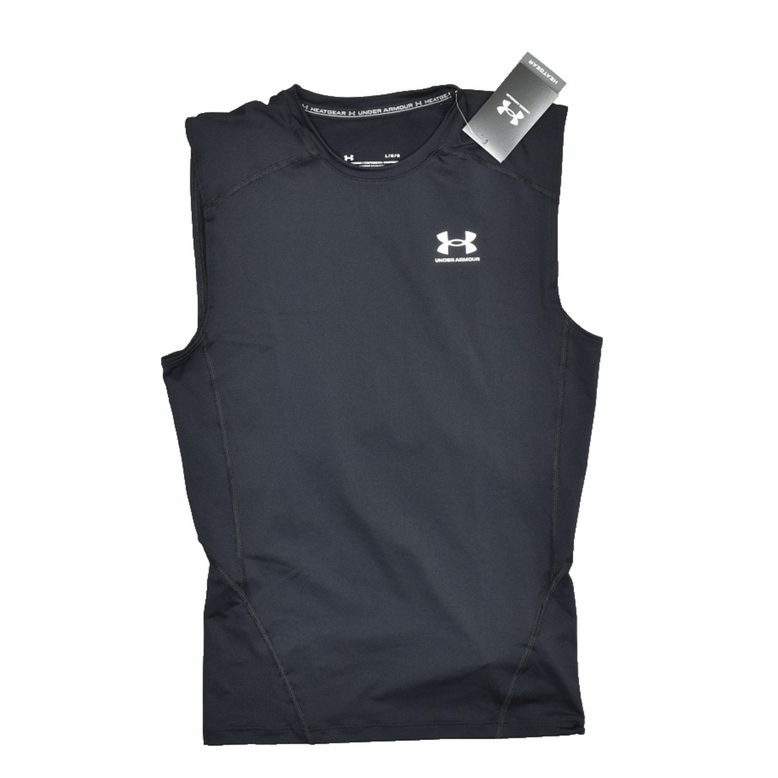 NEW Under Armour HeatGear Compression Sleeveless Shirt Black Size L