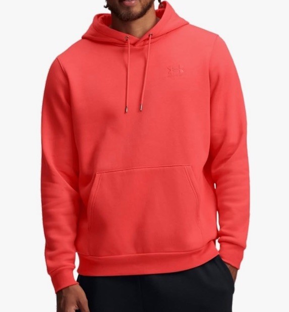 Under Armour Men’s Essential Fleece Hoodie Sz. L NEW 1373880-847 Fire/Fire