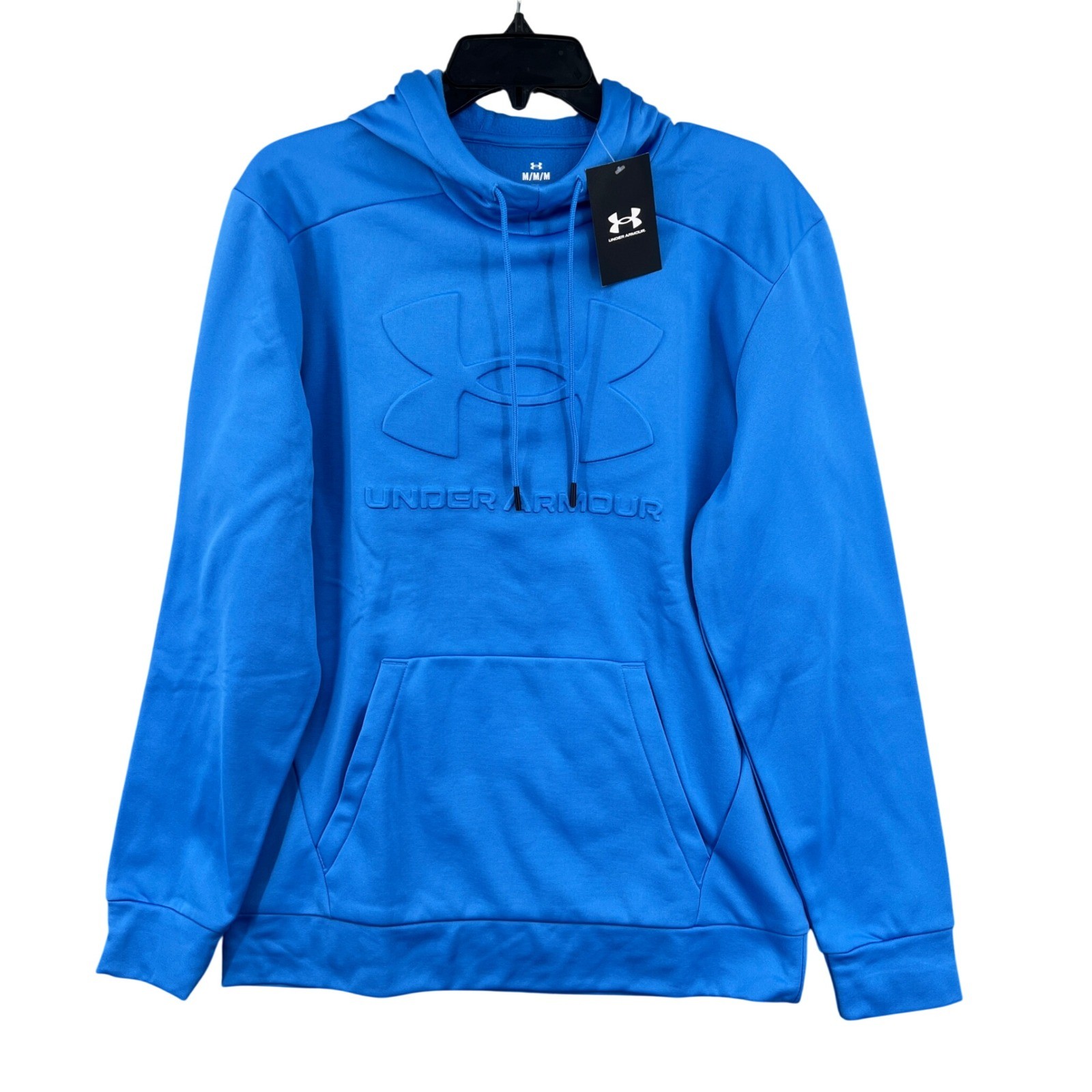 Under Armour Big Logo Embossed Fleece Graphic Hoodie Blue Size M NWT