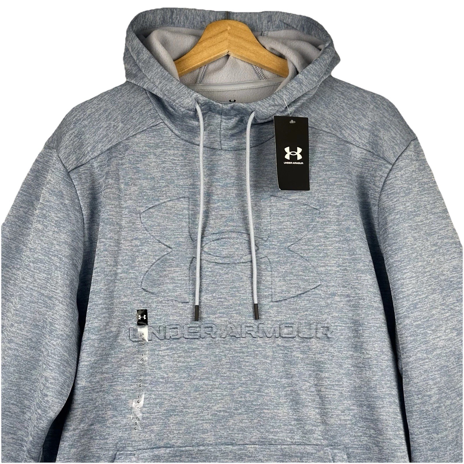 NWT Under Armour Fleece Twist Embossed Hoodie Mens Large Blue Heather Activewear