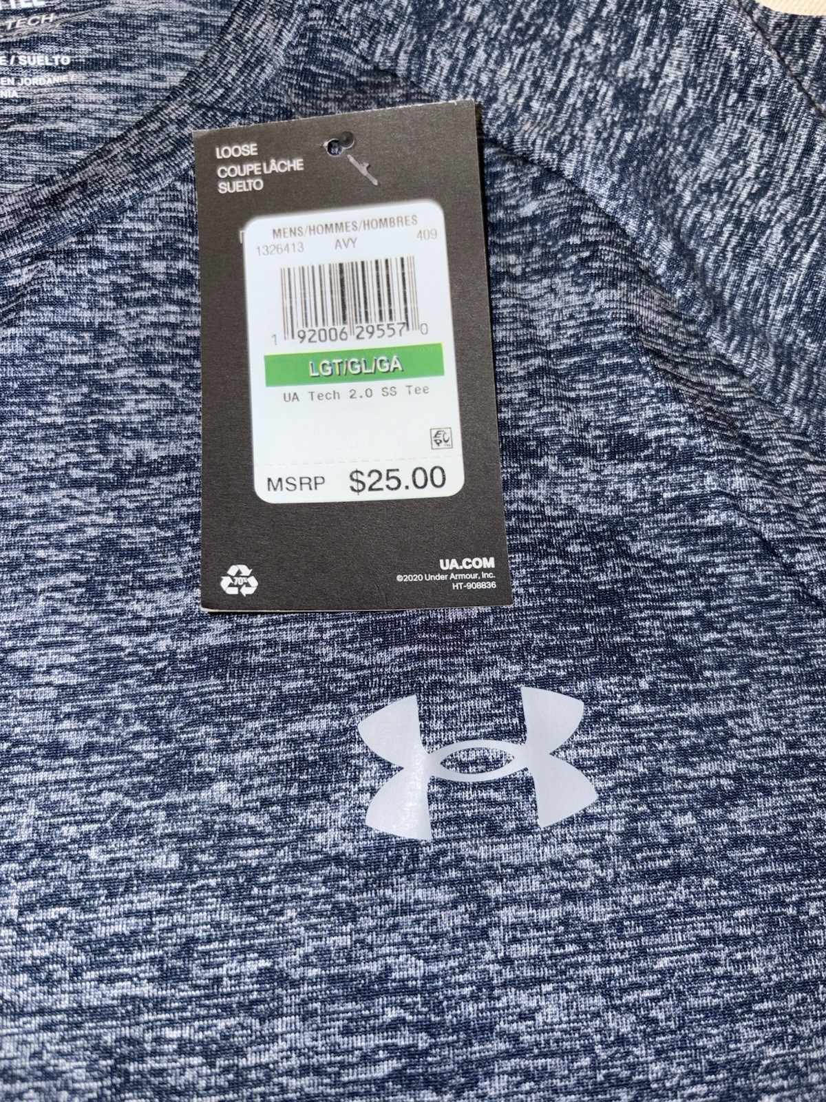 Under Armour Blue UA Tech 2.0 Short Sleeve Shirt Top Size Large Men’s New